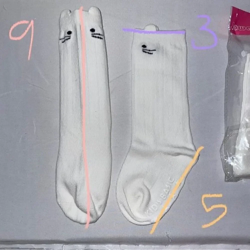 Non-Slip Bottoms Toddler Baby Socks Knee Length Grip Cat Face Whiskers pull on